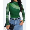 image:imageZESICA Womens Fall Floral Long Sleeve Tops Mesh Fitted ShirtsDark Green