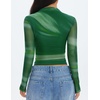 image:imageZESICA Womens Fall Floral Long Sleeve Tops Mesh Fitted ShirtsDark Green