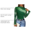 image:imageZESICA Womens Fall Floral Long Sleeve Tops Mesh Fitted ShirtsDark Green