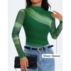 image:imageZESICA Womens Fall Floral Long Sleeve Tops Mesh Fitted ShirtsDark Green