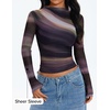 image:imageZESICA Womens Fall Floral Long Sleeve Tops Mesh Fitted ShirtsDark Purple