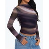 image:imageZESICA Womens Fall Floral Long Sleeve Tops Mesh Fitted ShirtsDark Purple