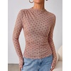 image:imageZESICA Womens Fall Floral Long Sleeve Tops Mesh Fitted ShirtsDirty Pink
