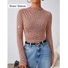 image:imageZESICA Womens Fall Floral Long Sleeve Tops Mesh Fitted ShirtsDirty Pink