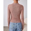 image:imageZESICA Womens Fall Floral Long Sleeve Tops Mesh Fitted ShirtsDirty Pink