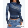image:imageZESICA Womens Fall Floral Long Sleeve Tops Mesh Fitted ShirtsDusty Blue