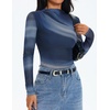 image:imageZESICA Womens Fall Floral Long Sleeve Tops Mesh Fitted ShirtsDusty Blue