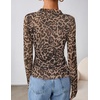 image:imageZESICA Womens Fall Floral Long Sleeve Tops Mesh Fitted ShirtsLeopard Brown