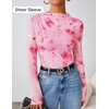 image:imageZESICA Womens Fall Floral Long Sleeve Tops Mesh Fitted ShirtsPink