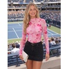 image:imageZESICA Womens Fall Floral Long Sleeve Tops Mesh Fitted ShirtsPink