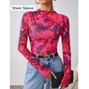 image:imageZESICA Womens Fall Floral Long Sleeve Tops Mesh Fitted ShirtsRose