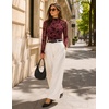 image:imageZESICA Womens Fall Floral Long Sleeve Tops Mesh Fitted ShirtsWine