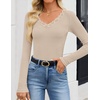 image:imageZESICA Womens Fall Lace Long Sleeve Tops Sexy V Neck Going Out ShirtsApricot