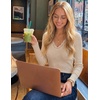 image:imageZESICA Womens Fall Lace Long Sleeve Tops Sexy V Neck Going Out ShirtsApricot