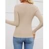 image:imageZESICA Womens Fall Lace Long Sleeve Tops Sexy V Neck Going Out ShirtsApricot
