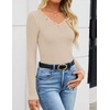 image:imageZESICA Womens Fall Lace Long Sleeve Tops Sexy V Neck Going Out ShirtsApricot