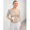 image:imageZESICA Womens Fall Lace Long Sleeve Tops Sexy V Neck Going Out ShirtsApricot