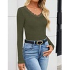 image:imageZESICA Womens Fall Lace Long Sleeve Tops Sexy V Neck Going Out ShirtsArmy Green