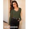 image:imageZESICA Womens Fall Lace Long Sleeve Tops Sexy V Neck Going Out ShirtsArmy Green