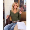 image:imageZESICA Womens Fall Lace Long Sleeve Tops Sexy V Neck Going Out ShirtsArmy Green