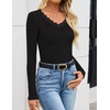 image:imageZESICA Womens Fall Lace Long Sleeve Tops Sexy V Neck Going Out ShirtsBlack