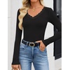 image:imageZESICA Womens Fall Lace Long Sleeve Tops Sexy V Neck Going Out ShirtsBlack