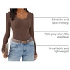 image:imageZESICA Womens Fall Lace Long Sleeve Tops Sexy V Neck Going Out ShirtsBrown