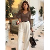 image:imageZESICA Womens Fall Lace Long Sleeve Tops Sexy V Neck Going Out ShirtsBrown