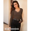 image:imageZESICA Womens Fall Lace Long Sleeve Tops Sexy V Neck Going Out ShirtsBrown