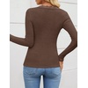 image:imageZESICA Womens Fall Lace Long Sleeve Tops Sexy V Neck Going Out ShirtsBrown