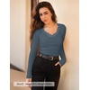 image:imageZESICA Womens Fall Lace Long Sleeve Tops Sexy V Neck Going Out ShirtsDusty Blue