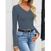 image:imageZESICA Womens Fall Lace Long Sleeve Tops Sexy V Neck Going Out ShirtsDusty Blue