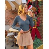 image:imageZESICA Womens Fall Lace Long Sleeve Tops Sexy V Neck Going Out ShirtsDusty Blue