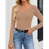 image:imageZESICA Womens Fall Lace Long Sleeve Tops Sexy V Neck Going Out ShirtsKhaki
