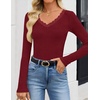 image:imageZESICA Womens Fall Lace Long Sleeve Tops Sexy V Neck Going Out ShirtsWine Red