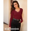 image:imageZESICA Womens Fall Lace Long Sleeve Tops Sexy V Neck Going Out ShirtsWine Red