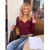 image:imageZESICA Womens Fall Lace Long Sleeve Tops Sexy V Neck Going Out ShirtsWine Red