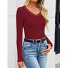 image:imageZESICA Womens Fall Lace Long Sleeve Tops Sexy V Neck Going Out ShirtsWine Red