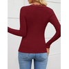 image:imageZESICA Womens Fall Lace Long Sleeve Tops Sexy V Neck Going Out ShirtsWine Red