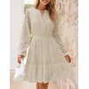 image:imageZESICA Womens Fall Long Sleeve Eyelet Embroidery Mini DressApricot