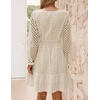 image:imageZESICA Womens Fall Long Sleeve Eyelet Embroidery Mini DressApricot