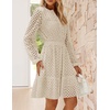 image:imageZESICA Womens Fall Long Sleeve Eyelet Embroidery Mini DressApricot