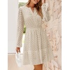 image:imageZESICA Womens Fall Long Sleeve Eyelet Embroidery Mini DressApricot