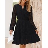 image:imageZESICA Womens Fall Long Sleeve Eyelet Embroidery Mini DressBlack