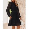 image:imageZESICA Womens Fall Long Sleeve Eyelet Embroidery Mini DressBlack