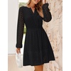 image:imageZESICA Womens Fall Long Sleeve Eyelet Embroidery Mini DressBlack