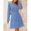image:imageZESICA Womens Fall Long Sleeve Eyelet Embroidery Mini DressBlue