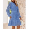 image:imageZESICA Womens Fall Long Sleeve Eyelet Embroidery Mini DressBlue