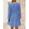 image:imageZESICA Womens Fall Long Sleeve Eyelet Embroidery Mini DressBlue
