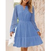 image:imageZESICA Womens Fall Long Sleeve Eyelet Embroidery Mini DressBlue
